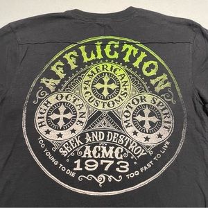 Affliction Mens Short Sleeve Henley Shirt Size Medium